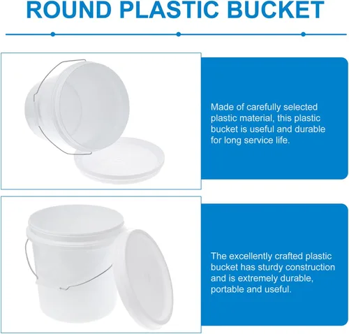 Miniatura 3 de Homoyoyo Cubo de agua de plástico blanco Mango portátil para uso doméstico Almacenamiento para actividades al aire libre y tareas domésticas