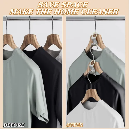 Miniatura 4 de 56 ganchos de metal para colgar ropa, ganchos extensores de acero inoxidable súper resistentes, ahorro de espacio en el armario, fácil de usar