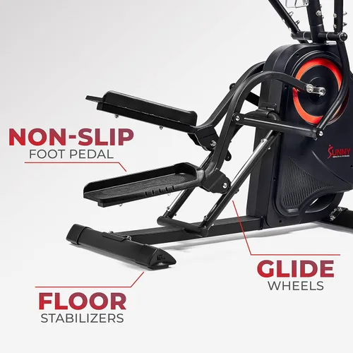 Miniatura 4 de Sunny Health & Fitness Cardio Climber Stepping Máquina de ejercicio elíptica para el hogar con 8 niveles de resistencia magnética, monitor de Negro