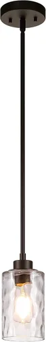 Miniatura 2 de XiNBEi Lighting Iluminación colgante 1 luz Mini lámpara colgante con vidrio, moderna lámpara de techo colgante de cocina ajustable acabado bronce