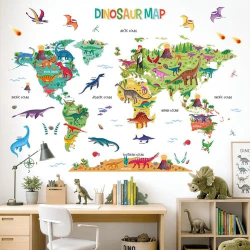 Miniatura 4 de DECOWALL SG2-2312 Dinosaurio World Wall Pegatinas Habitación Niños Guardería Dormitorio Decoración Niños Bebé Dino Sala de Juegos Viaje Guardería