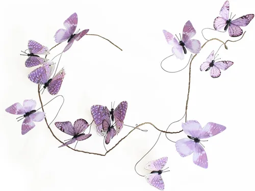 Miniatura 41 de Guirnalda de mariposa artificial, enredaderas decorativas de mariposa falsas, decoración colgante de mariposa única en 3D para pared del hogar, Azul