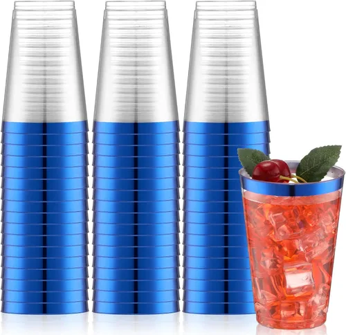 Miniatura 8 de Norme 50 vasos de plástico con borde de 14 onzas, vasos transparentes desechables con borde, soporte para bebidas de vacaciones 2026, recipiente