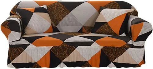 Miniatura 11 de MBROS Funda de sofá súper elástica, protector de muebles impreso con falda, funda de sofá para sofá de 2 plazas, funda suave para sofá biplaza