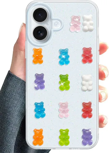 Miniatura 13 de UnnFiko Funda Transparente Bonita para Teléfono iPhone 13 mini, Osos de Dibujos Animados Súper Kawaii, Fundas Protectoras Suaves para Teléfono
