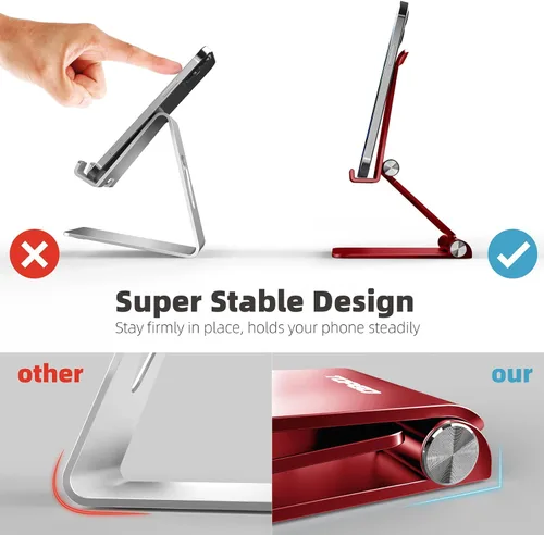 Miniatura 4 de Soporte para teléfono celular, [estable y ajustable en altura] Soporte plegable para teléfono celular para escritorio, escritorio de oficina, mesita