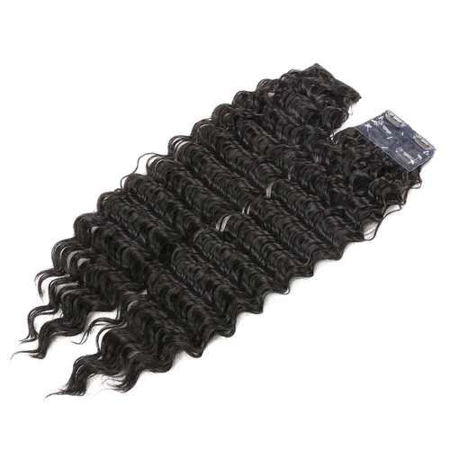 Miniatura 7 de Extensiones de cabello sintético rizado con clip de doble trama, resistencia al calor, onda profunda gruesa, con clip, 7 piezas