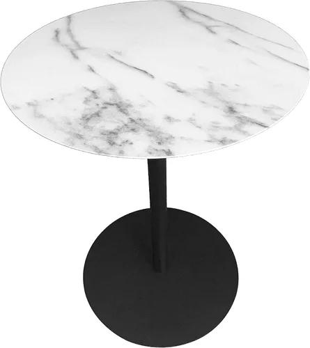 Miniatura 8 de Juego de mesa de centro redonda de metal de 3 piezas con acabado de mármol y marco de acabado de recubrimiento en polvo negro (18"/20"/30")