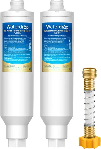 Miniatura 13 de Waterdrop Filtro de agua para autocaravana, certificado NSF, reduce el cloro, el mal sabor, el olor, paquete de 2, protector de manguera flexible