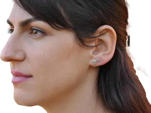 Miniatura 6 de Half Huggie Hammered Silver Disc Hoop Earrings for Women Tiny Cartilage Birthstone Stud Piercing Earring Hypoallergenic Screw Back Dainty Hug