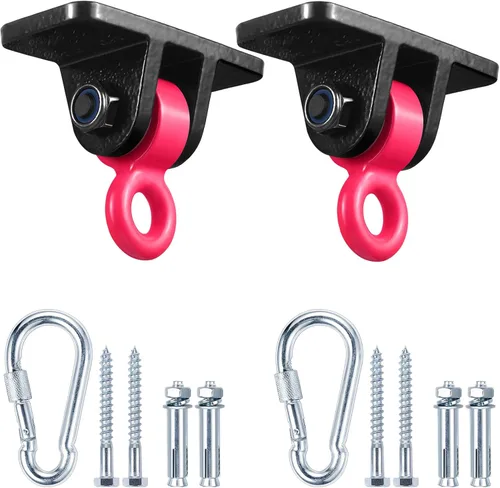 Miniatura 5 de Ganchos de columpio resistentes para juegos de madera, parque infantil, porche, interior y exterior con ganchos de presión (4 piezas, negro)