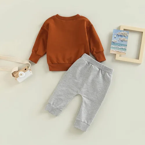 Miniatura 150 de Ropa de bebé niño 3 6 9 12 18 24M 3T Conjunto de pantalones con capucha patchwork sudadera con capucha pantalones de rayas traje de otoño invierno