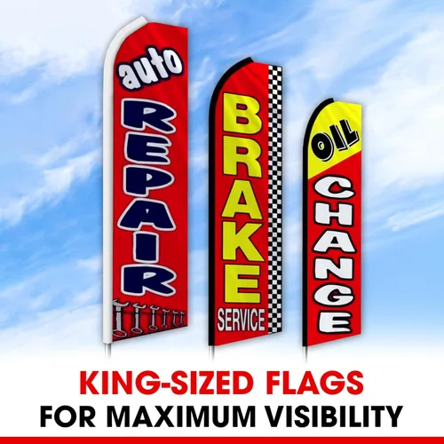 Miniatura 5 de Cambio de aceite Servicios de freno de reparación automática Swooper Flag Pack de 3 (monte y postes no incluidos)