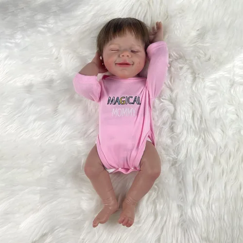 Miniatura 6 de Muñecas Reborn Baby Girl, 18 pulgadas realistas recién nacidas muñecas durmiendo con vinilo de silicona suave de cuerpo completo, muñecas de bebé