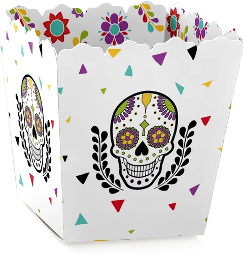 Big Dot of Happiness Day of the Dead - Mini cajas de regalo para fiesta, cajas de dulces de calavera de azúcar para Halloween, juego de 12