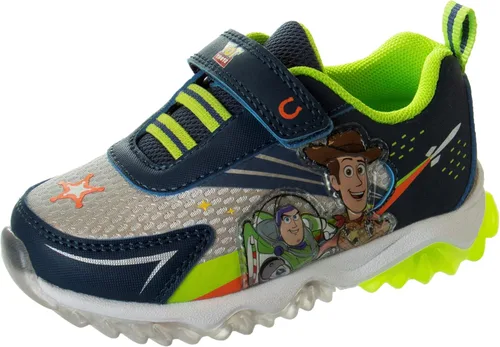 Disney Pixar Toy Story - Zapatos deportivos para niños Buzz Lightyear y Woody sin cordones iluminados para niños pequeños, tenis deportivos