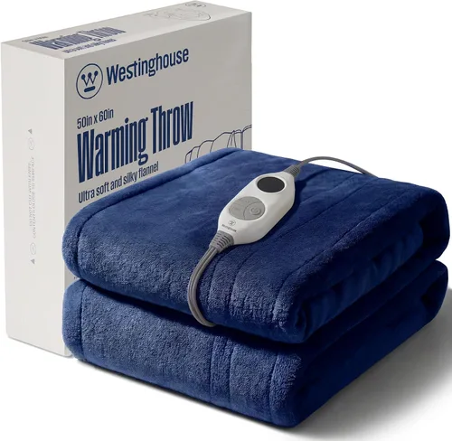 Miniatura 16 de Westinghouse - Manta eléctrica con forro de franela, con 6 niveles de calefacción, configuración de tiempo de 2-10 horas, protección contra