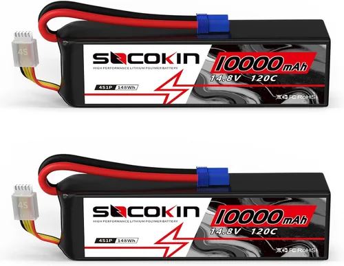 Miniatura 7 de 4S LiPo Batería 14.8V 10000mAh 120C 4S Lipo Baterías con conector EC5 Estuche suave para Arrma Axial Losi 1/5 1/6 1/7 Escala RC Coche Camión Barco