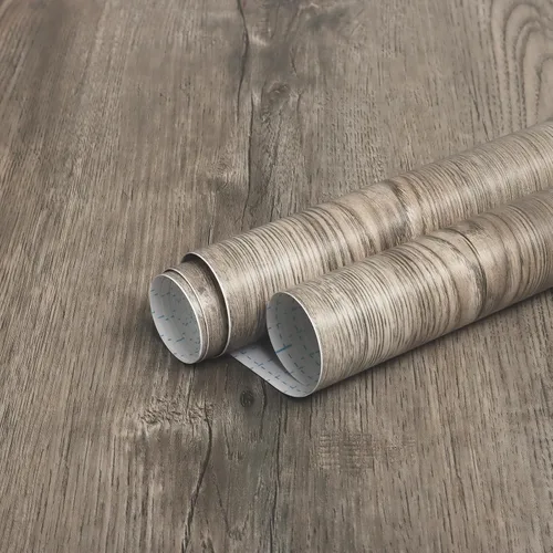 Miniatura 5 de GloryTik Papel de contacto de grano de madera marrón gris de 118 x 17.7 pulgadas, papel tapiz de madera sintética para despegar y pegar, extraíble