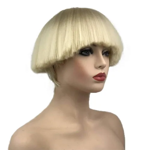 Miniatura 2 de Aimole Pelucas sintéticas rectas cortas Yaki peluca rubia hongo cabeza peluca Bowl corte de pelo pelucas Bob N.º 613