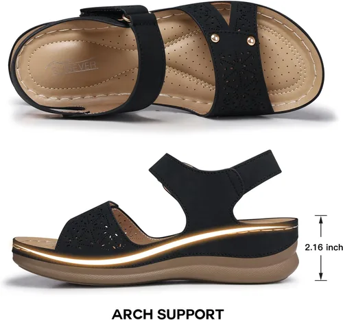 Miniatura 4 de Sandalias planas de SHIBEVER para mujer elegantes: Sandalias planas cómodas para mujer con punta abierta, correa al tobillo, zapatos de caminar