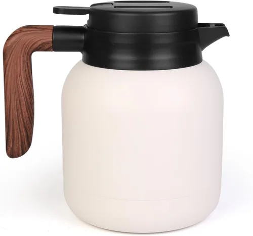 Miniatura 9 de Jarra térmica de café de 42 onzas, jarra térmica aislada, jarra de café aislada de acero inoxidable para mantener bebidas calientes/frías, Negro