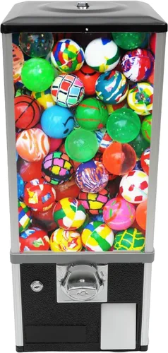 Máquina expendedora de caramelos, moderno dispositivo expendedor de chicles independiente en tiendas de juegos y tiendas minoristas, estilo vintage