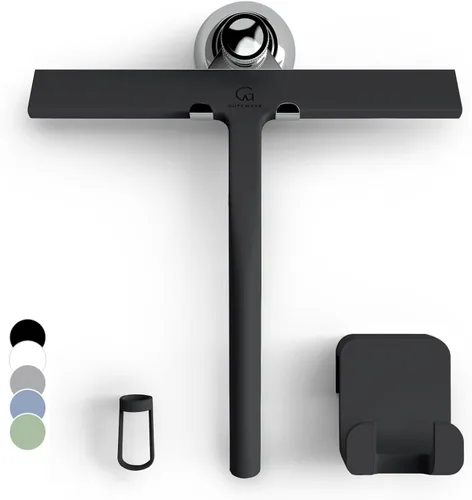GÜTEWERK Escobilla de ducha para puertas de vidrio, escobilla de silicona para ventanas, baño y limpieza de vidrio, color negro, 9 pulgadas