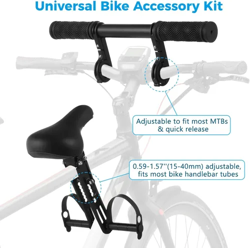 Miniatura 5 de Lnrueg Asiento de bicicleta para niños para bicicleta de adulto, asiento de bicicleta para niños con manillar y pedales de pie, asiento de bicicleta