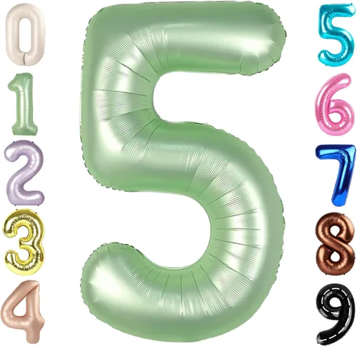 Miniatura 432 de Globos de números de 5 globos de 40 pulgadas, decoraciones de cumpleaños azules para niños y niñas, globos de números azul marino grandes