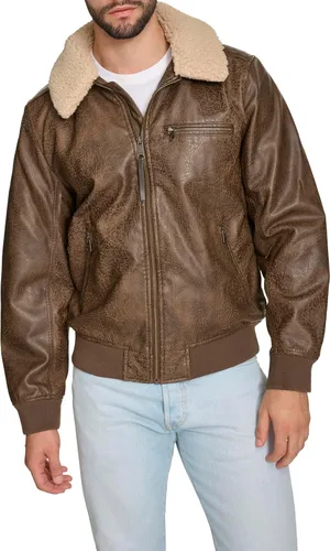 Miniatura 6 de Levi's Men's Faux Leather Aviator Bomber Jacket With Sherpa Collar