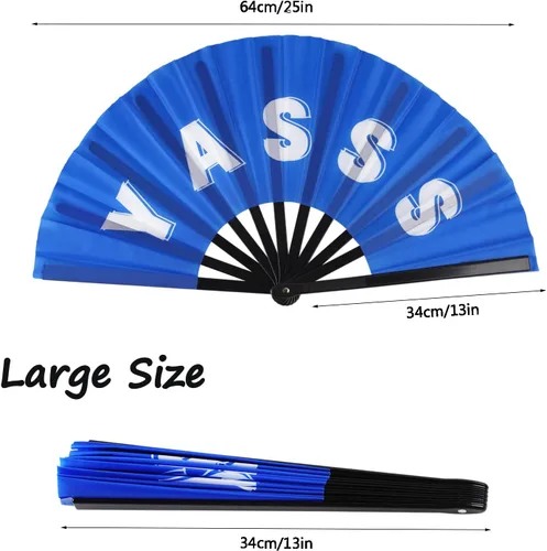 Miniatura 2 de Ventilador de mano plegable grande para hombres y mujeres, ventilador de estallido rave para baile de línea, ventilador de mano chino de Kung Fu Tai