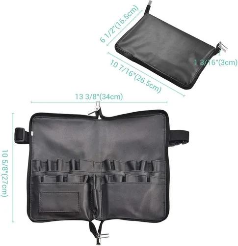 Miniatura 2 de BYOOTIQUE 2 en 1 multi cepillo titular cintura cremallera bolsa profesional portátil plegable maquillaje cosmético bolsa con correa de cinturón