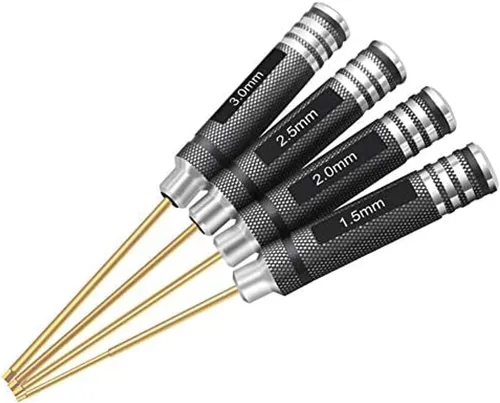 Juego de 4 destornilladores hexagonales que incluye 1.5mm 2.0mm 2.5mm 3.0mm Juego de llaves hexagonales de titanio para dron de carreras FPV
