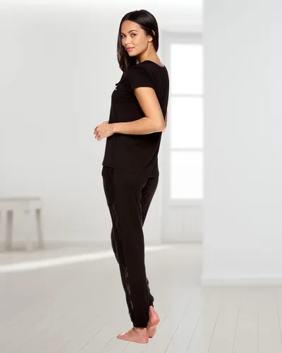 Miniatura 5 de bebe Conjunto de pijama para mujer, camisa de manga corta con pantalones de pijama para correr