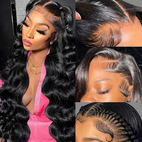 Miniatura 8 de Pelucas de cabello humano ondulado con encaje frontal de 13 x 6 pulgadas, prearrancado, densidad del 180%, peluca frontal de encaje HD, pelucas