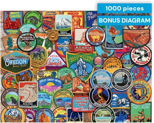 Miniatura 7 de Buffalo Games Parches de Parques Nacionales - Lewis T. Johnson - Rompecabezas de 1000 piezas - 26.75 x 19.75 pulgadas - Rompecabezas para adultos