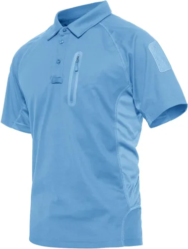 CRYSULLY Camisa de manga corta para hombre tipo cargo, táctica, militar, para exteriores, camiseta tipo polo de combate militar, Azul marino, XXL