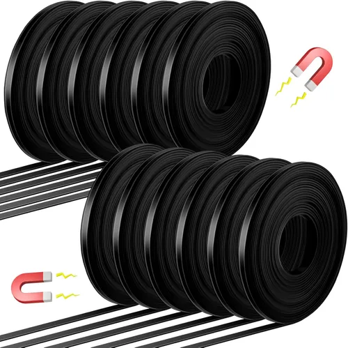 Miniatura 10 de AmazingSpark 12 rollos de cinta magnética en rollo de tiras finas de 1/4 pulgadas x 19.7 pies, línea de cinta magnética para pizarra blanca, línea 7