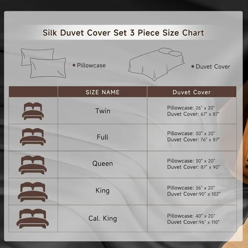 Miniatura 8 de THXSILK Juego de funda de edredón de seda de morera 100% pura de 3 piezas, ropa de cama de lujo ultra suave de grado 6A+, sábanas de seda