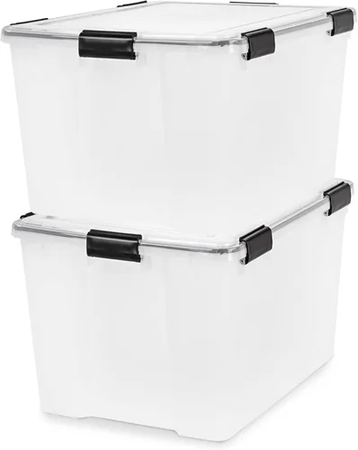 IRIS USA - Contenedor organizador de plástico hermético para almacenamiento, 74 cuartos de capacidad, con tapa duradera, sello y hebillas de cierre