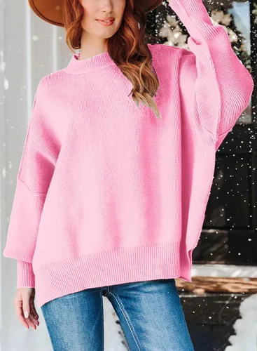 Miniatura 2 de ARTFREE Women's Fall Oversized Sweater Crewneck Long Sleeve Pullover Knit Sweater Tops with Side Slit