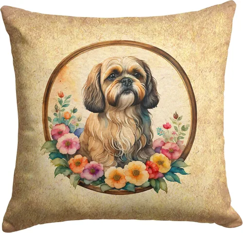 Miniatura 168 de Caroline's Treasures DAC2072PW1414 Affenpinscher and Flowers - Almohada decorativa de tela, lavable a máquina, para interiores y exteriores