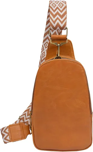 Bolso bandolera para mujer, de piel sintética, bolso cruzado pequeño con correa de guitarra, bolsa de pecho para ciclismo, senderismo, viajes