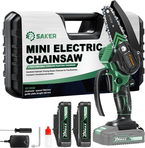 Miniatura 11 de Saker Mini Motosierra, Motosierras Eléctricas Portátiles Inalámbricas, Sierra de Cadena de Mano Tijeras de Podar Sierras de Cadena para Ramas