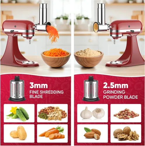 Miniatura 4 de Accesorio rebanador triturador de acero inoxidable para batidora de pie KitchenAid, máquina de ensalada con rebanadora de verduras