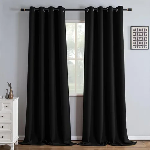 Miniatura 71 de IGEMAEVE Cortinas 100% opacas de 108 pulgadas de largo para dormitorio, juego de 2 paneles de cortinas opacas con bolsillo para barra y pestaña