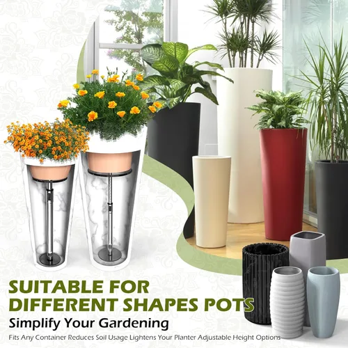 Miniatura 2 de Elevadores de plantas ajustables de 11 a 17 pulgadas para maceta interior, 1 juego de elevadores de plantas para macetas al aire libre, inserto