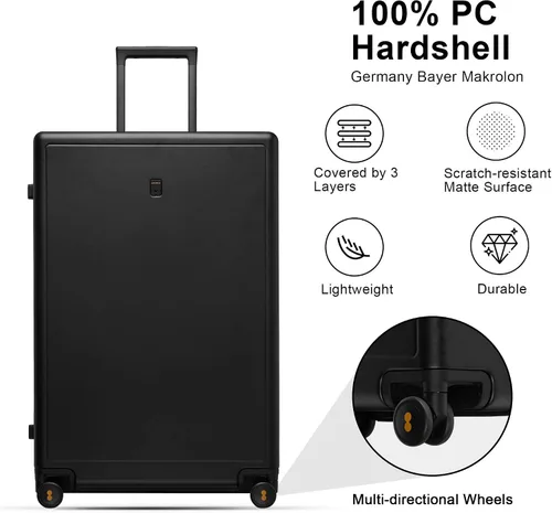 Miniatura 3 de LEVEL8 Serie de equipaje mate Elegance, Negro, 2028-Inch, Moda
