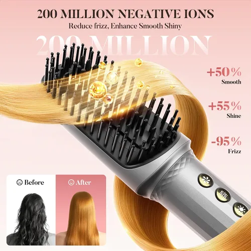Miniatura 6 de Easywave Cepillo secador de pelo 7 en 1: Secador de pelo de alta velocidad de 110,000 RPM con iones negativos para peinar sin encrespamiento, secado